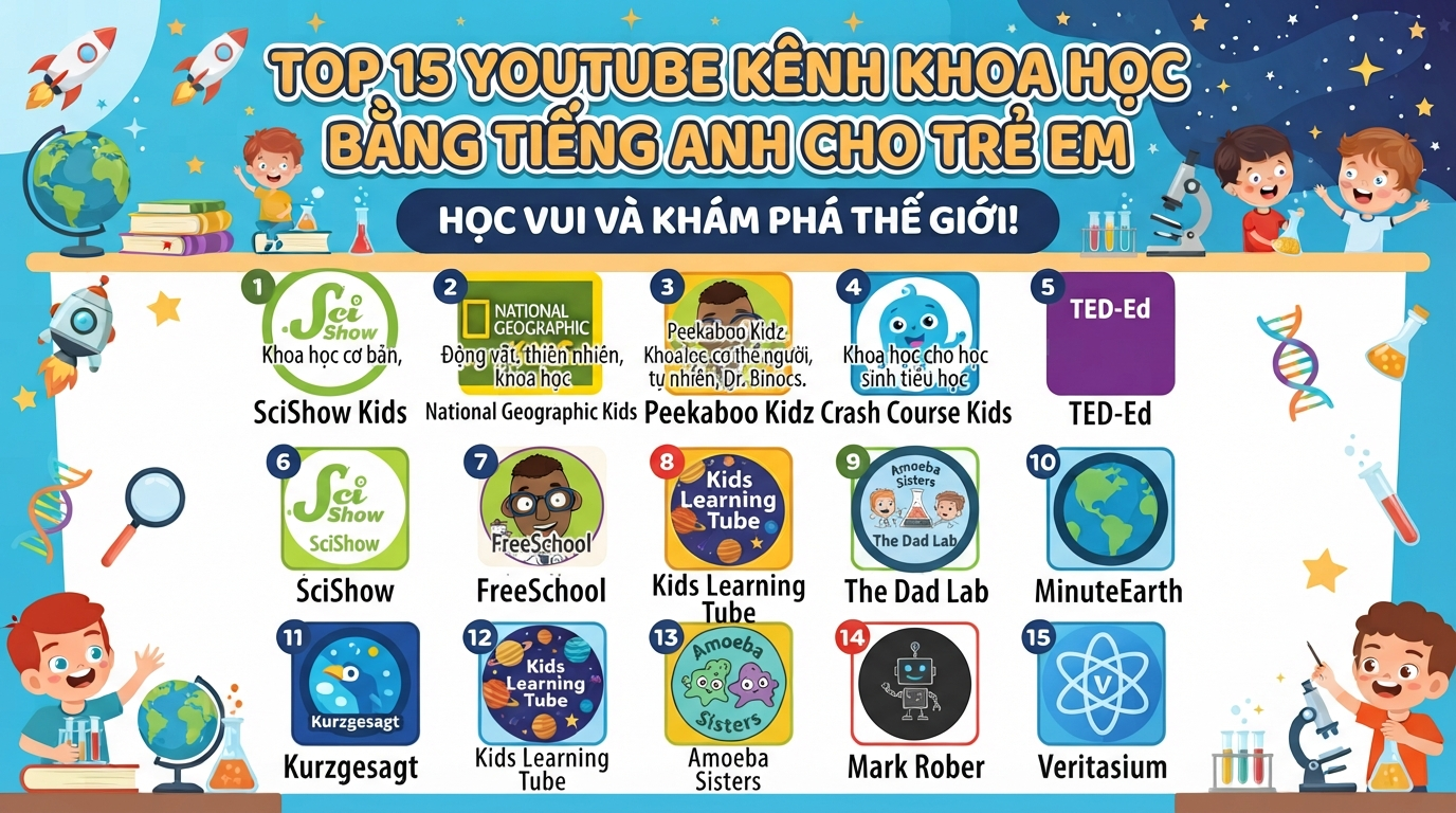 Top 15 Kênh YouTube Khoa Học Bằng Tiếng Anh Cho Trẻ Em
