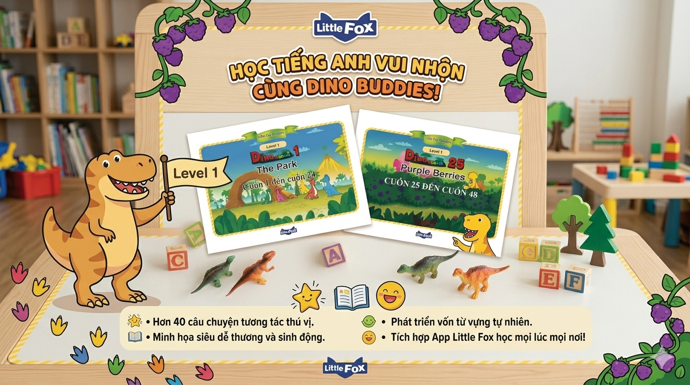 Bộ 2 Cuốn Little Fox Dino Buddies – Sách Tiếng Anh Chủ Đề Khủng Long Cho Bé