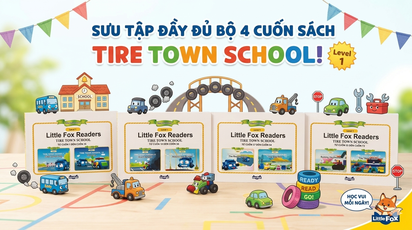 Bộ 4 Cuốn Little Fox Tire Town School – Sách Tiếng Anh Cho Bé Chủ Đề Trường Học